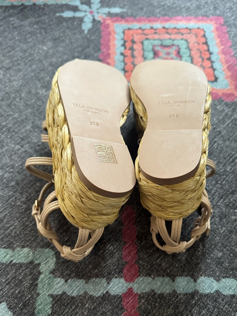 Ulla Johnson Viola Knotted Leather Platform Sandals Cream Size 7.5 (EU 37.5) - Picture 9 of 11